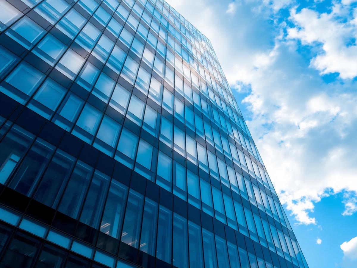 Glass and aluminium curtain wall facade