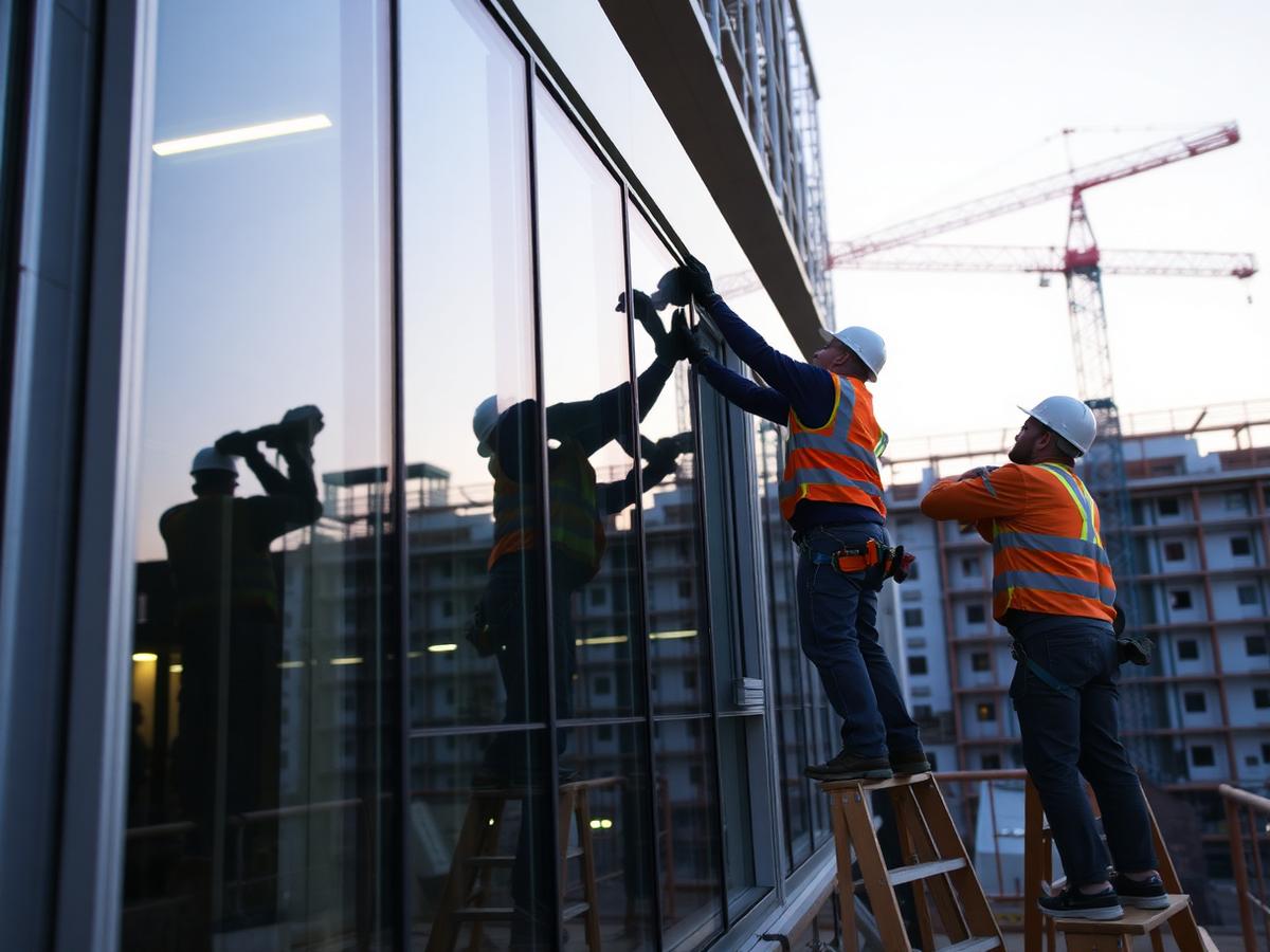 Professional glass installation on site