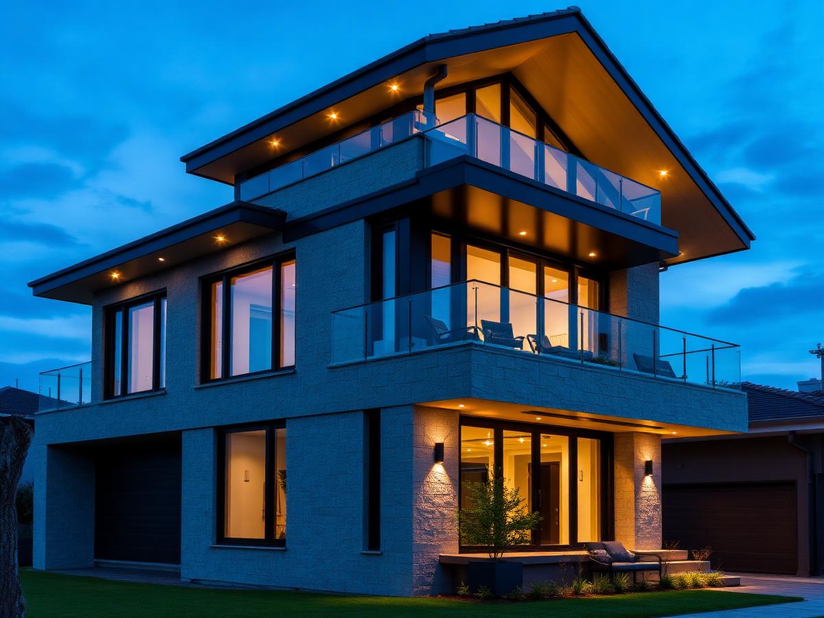 Luxury residential building with aluminium windows and roofing
